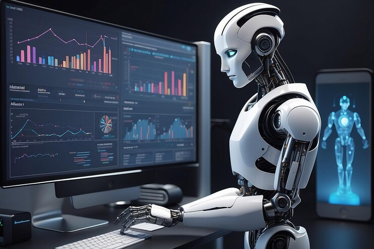 AI robot analysing data