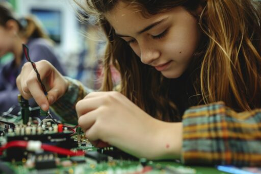 Student doing Electrical project