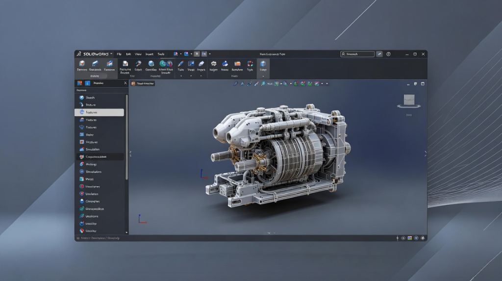 Engineer using SOLIDWORKS
