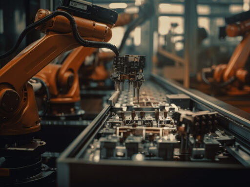 Robotic arm operating in an automated manufacturing facility
