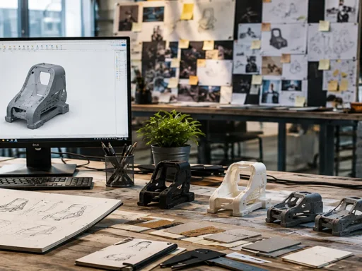 Engineer creating a 3D printed prototype using CAD software and additive manufacturing workflow.